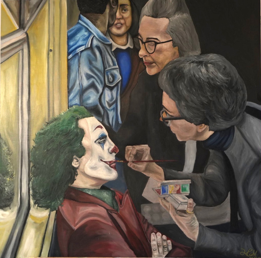 Joker Ungeschminkt — Öl auf Holz, 80 x 80 cm von Jaron Röhl